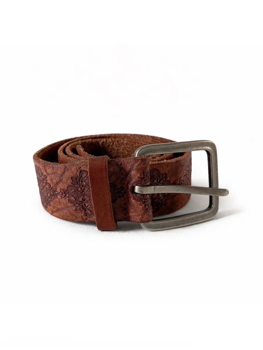 American Eagle Tooled Brown Leather Belt Size Small